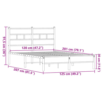 vidaXL Bed Frame without Mattress Brown Oak 120x200 cm Engineered Wood