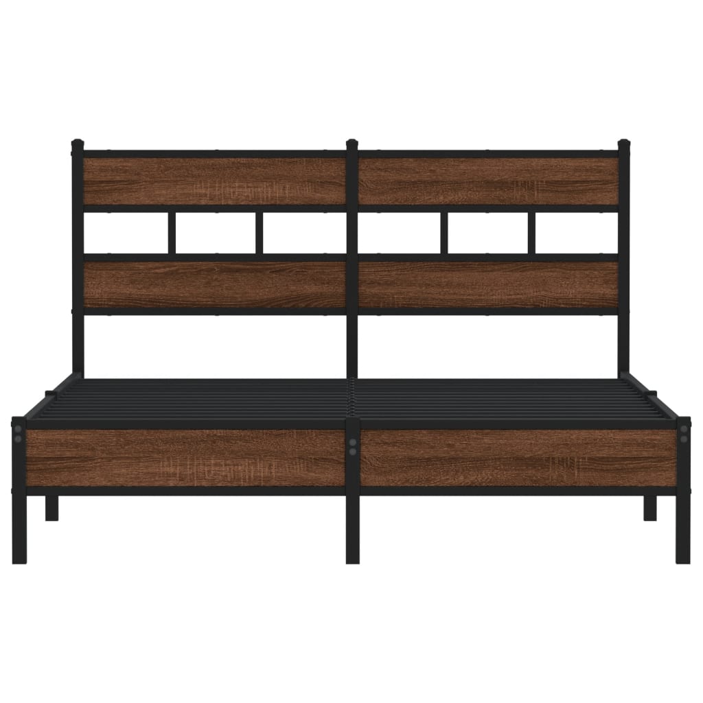 vidaXL Bed Frame without Mattress Brown Oak 137x190 cm Engineered Wood