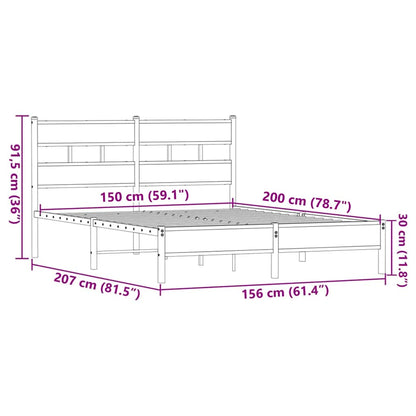 vidaXL Bed Frame without Mattress Brown Oak 150x200 cm King Size Engineered Wood