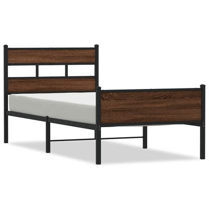 vidaXL Bed Frame without Mattress Brown Oak 75x190 cm Small Single Engineered Wood