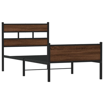 vidaXL Bed Frame without Mattress Brown Oak 75x190 cm Small Single Engineered Wood