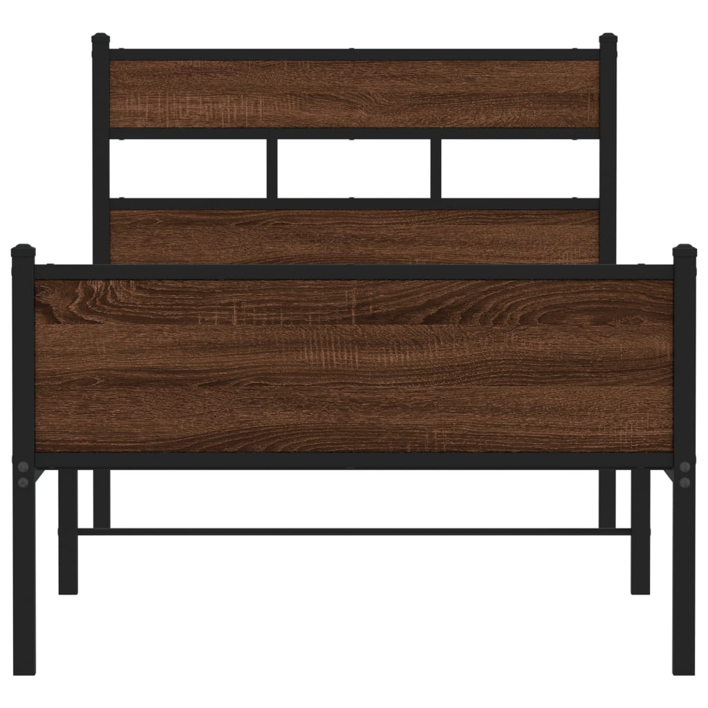 vidaXL Bed Frame without Mattress Brown Oak 75x190 cm Small Single Engineered Wood