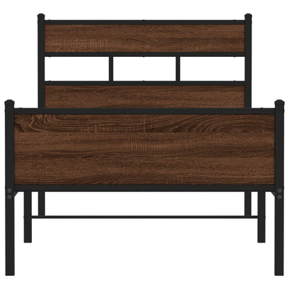vidaXL Bed Frame without Mattress Brown Oak 75x190 cm Small Single Engineered Wood
