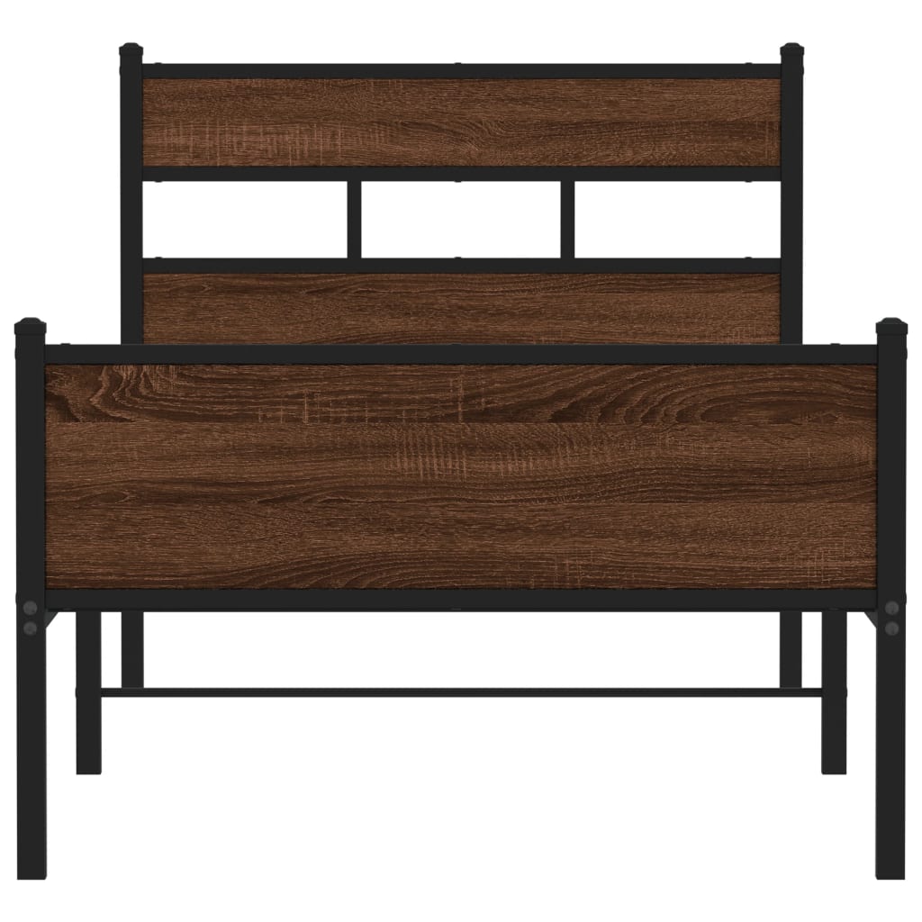 vidaXL Bed Frame without Mattress Brown Oak 90x190 cm Single Engineered Wood