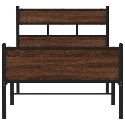 vidaXL Bed Frame without Mattress Brown Oak 90x190 cm Single Engineered Wood
