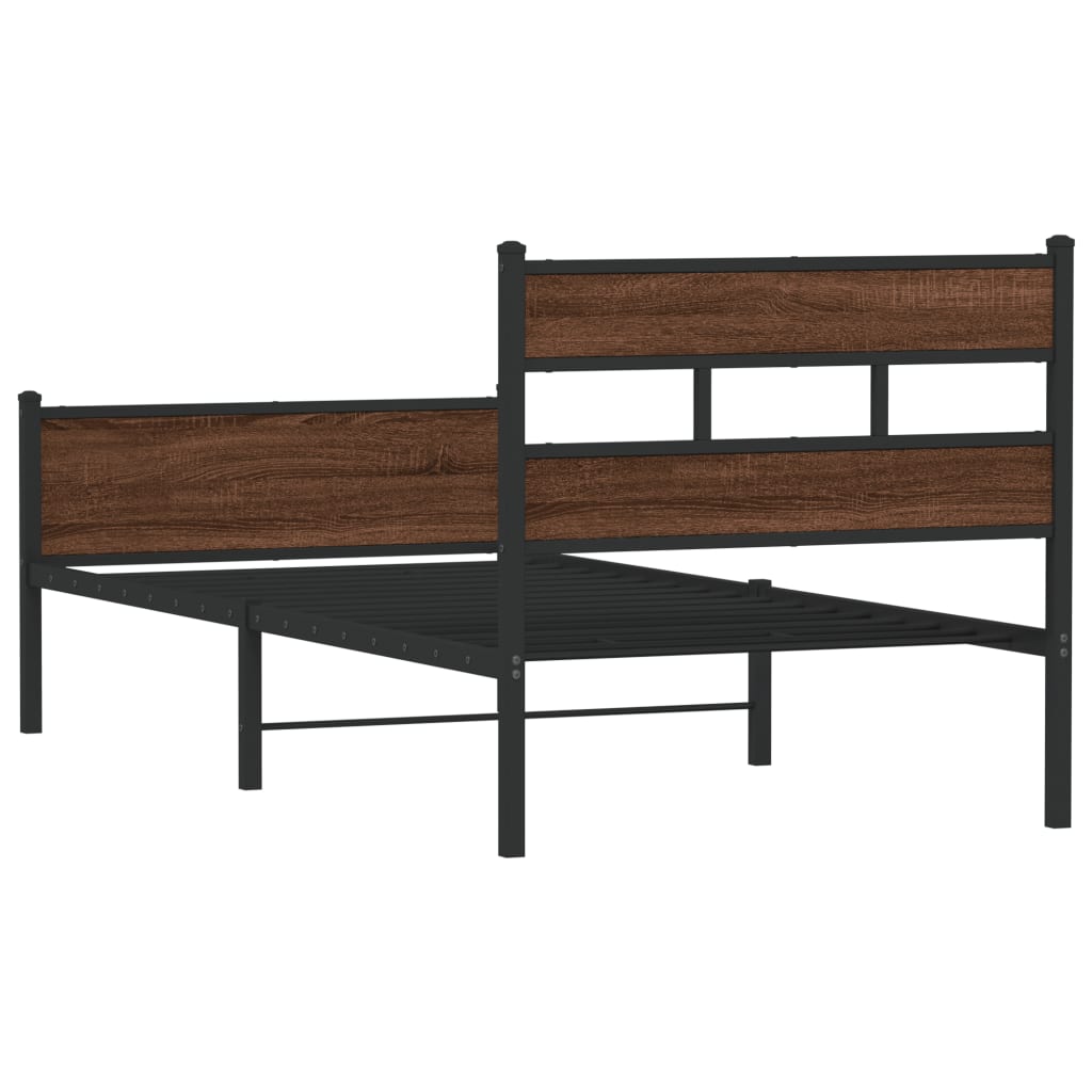 vidaXL Bed Frame without Mattress Brown Oak 90x190 cm Single Engineered Wood