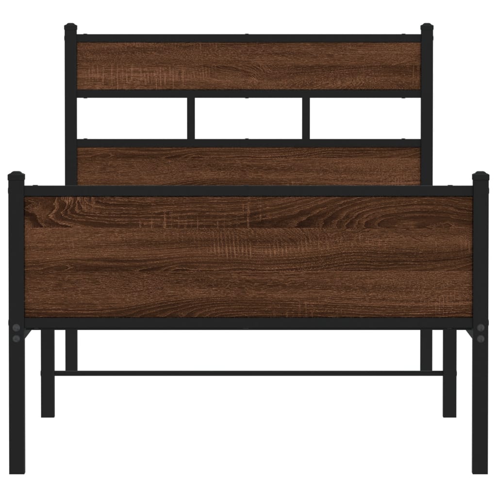 vidaXL Bed Frame without Mattress Brown Oak 90x200 cm Engineered Wood