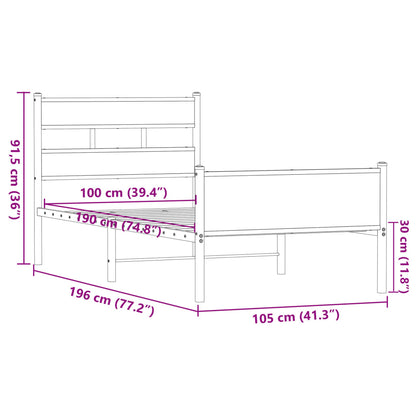 vidaXL Bed Frame without Mattress Brown Oak 100x190 cm Engineered Wood