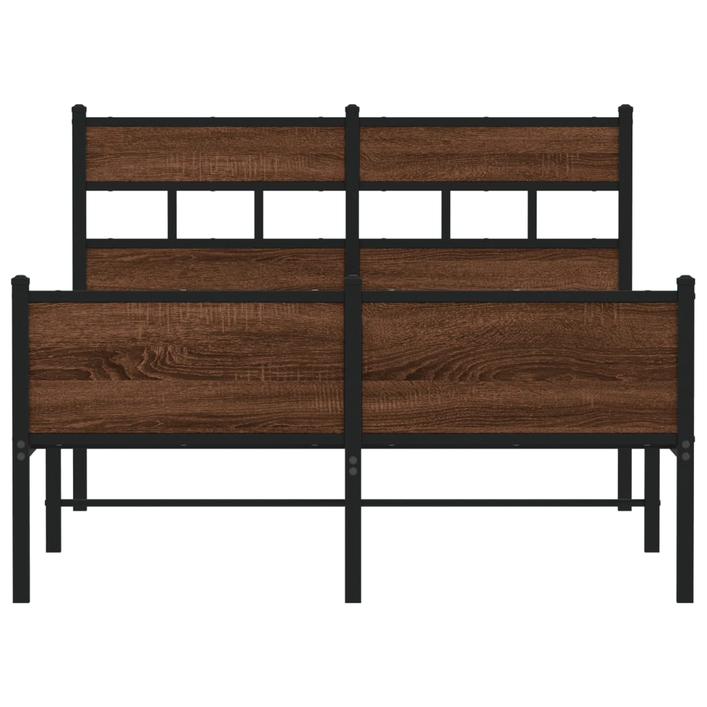 vidaXL Bed Frame without Mattress Brown Oak 120x190 cm Small Double Engineered Wood