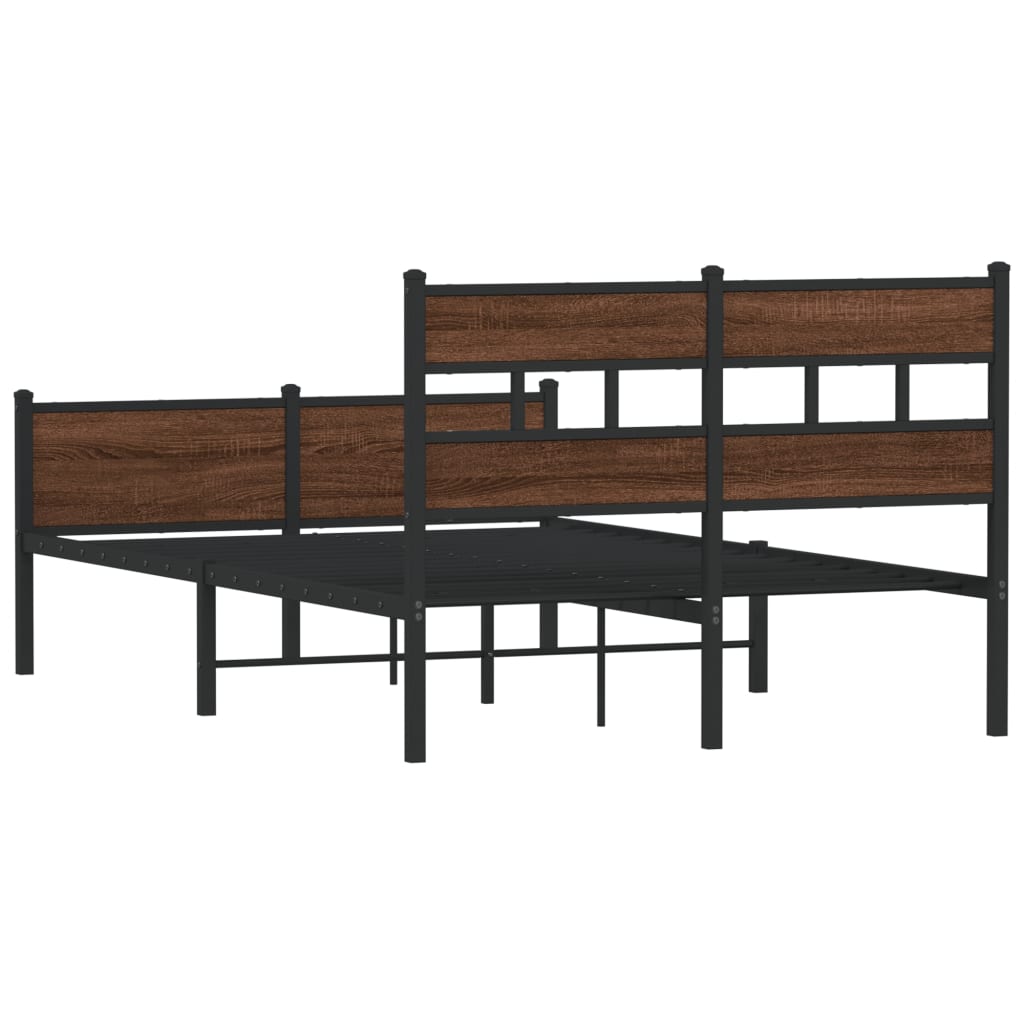 vidaXL Bed Frame without Mattress Brown Oak 120x190 cm Small Double Engineered Wood