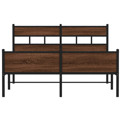 vidaXL Bed Frame without Mattress Brown Oak 137x190 cm Engineered Wood