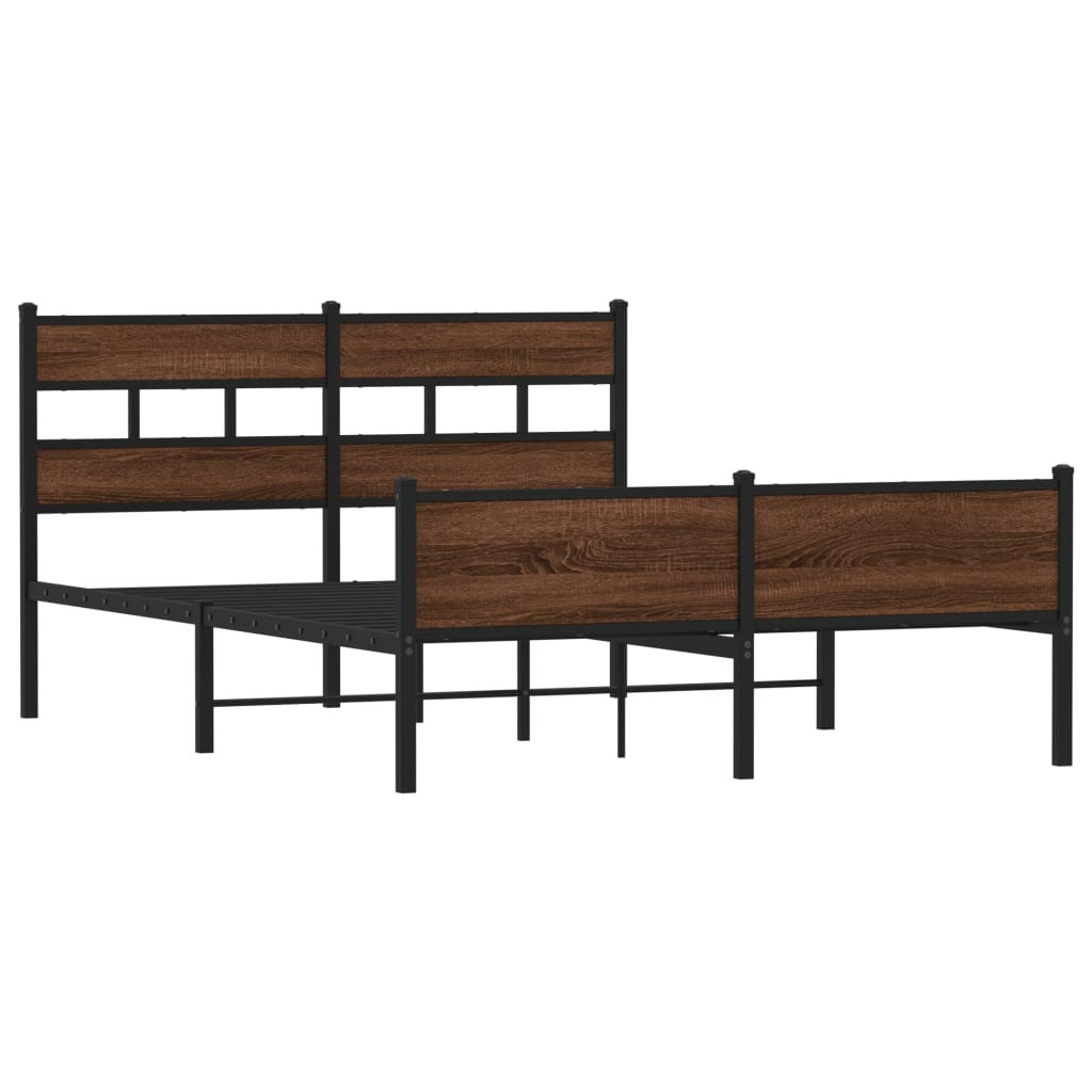 vidaXL Bed Frame without Mattress Brown Oak 140x190 cm Engineered Wood