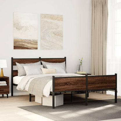 vidaXL Bed Frame without Mattress Brown Oak 140x200 cm Engineered Wood