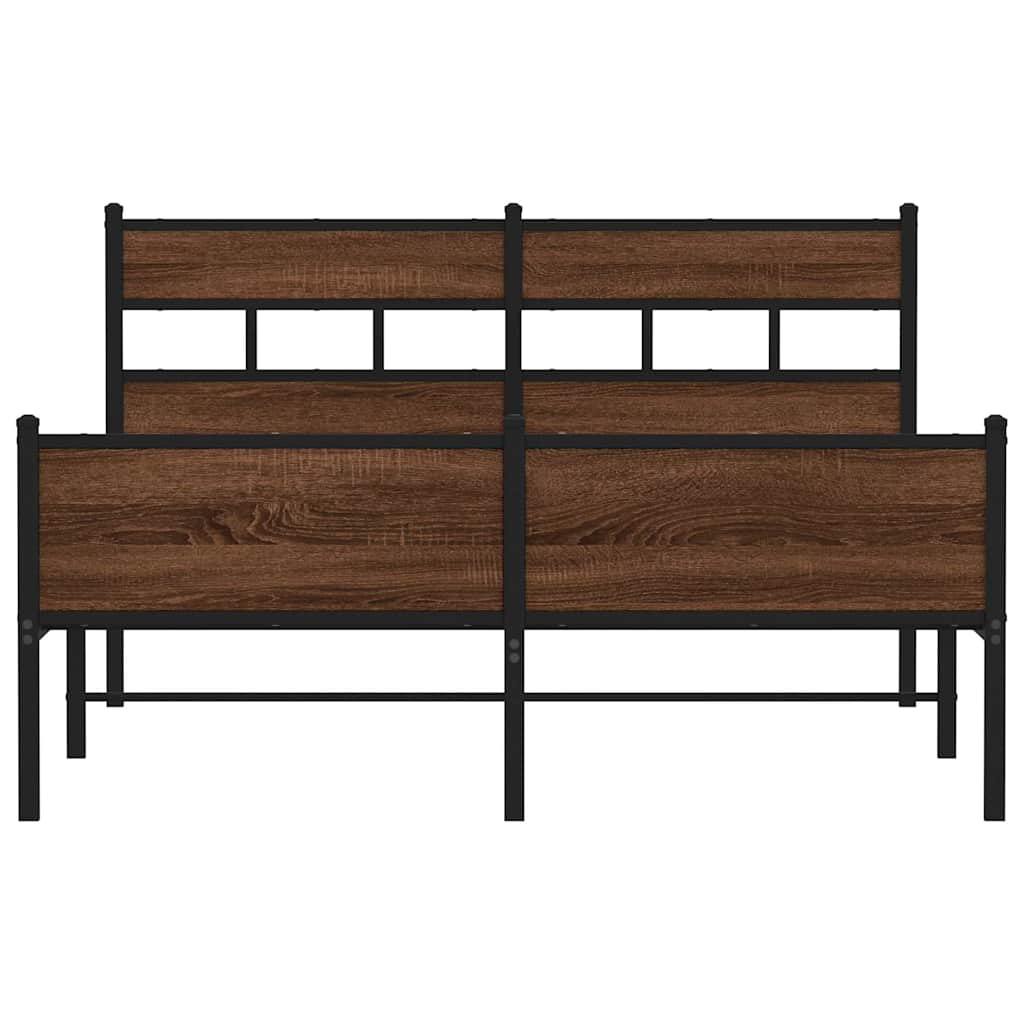 vidaXL Bed Frame without Mattress Brown Oak 150x200 cm King Size Engineered Wood