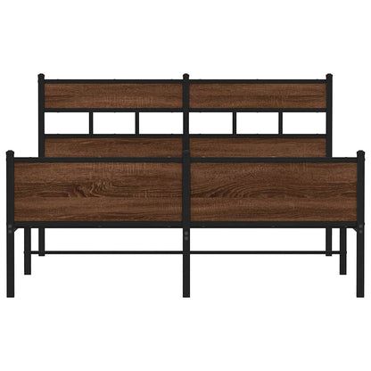 vidaXL Bed Frame without Mattress Brown Oak 150x200 cm King Size Engineered Wood