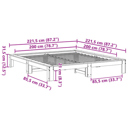 vidaXL Bed Frame without Mattress 200x200 cm Solid Wood Pine