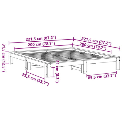 vidaXL Bed Frame without Mattress White 200x200 cm Solid Wood Pine