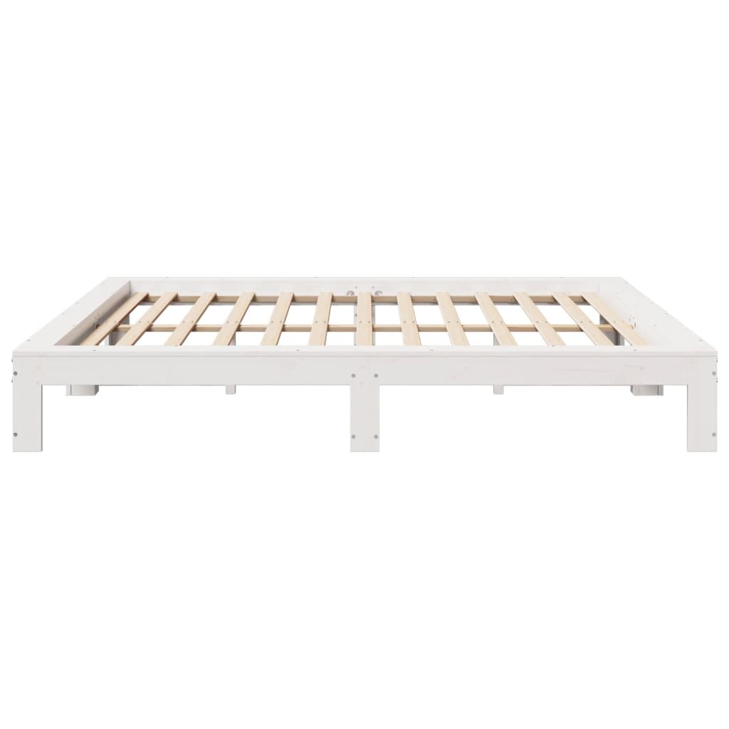vidaXL Bed Frame without Mattress White 180x200 cm Super King Solid Wood Pine