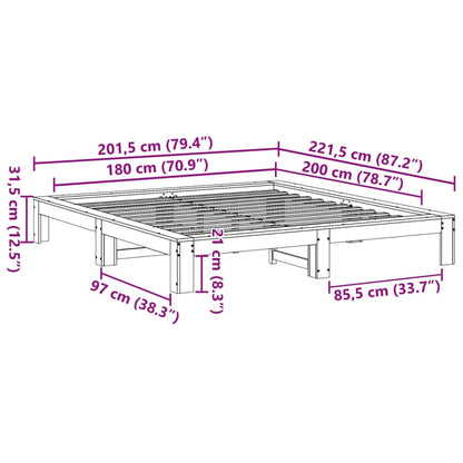 vidaXL Bed Frame without Mattress White 180x200 cm Super King Solid Wood Pine