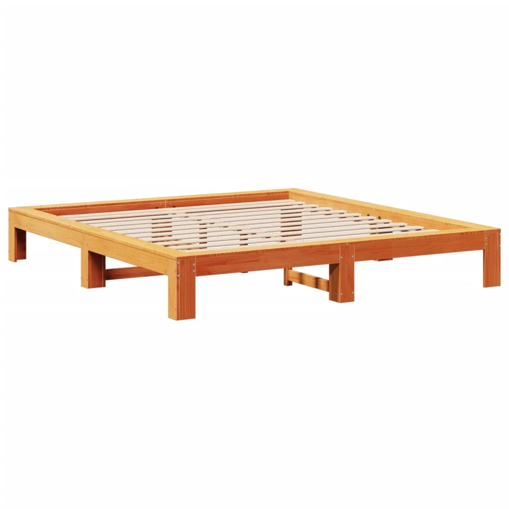 vidaXL Bed Frame without Mattress Wax Brown 180x200 cm Super King Solid Wood Pine