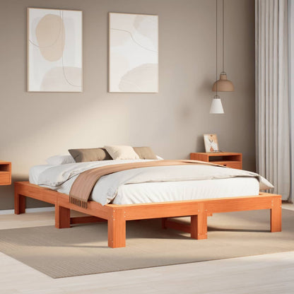 vidaXL Bed Frame without Mattress Wax Brown 160x200 cm Solid Wood Pine