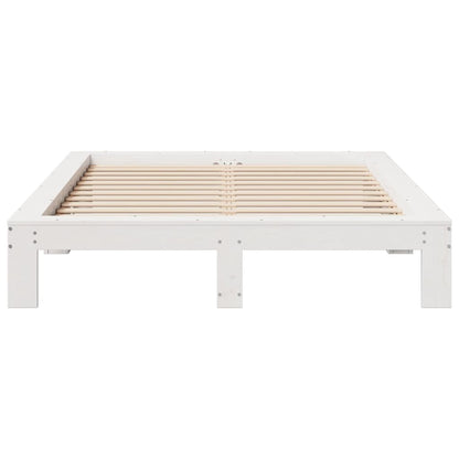 vidaXL Bed Frame without Mattress White 150x200 cm King Size Solid Wood Pine