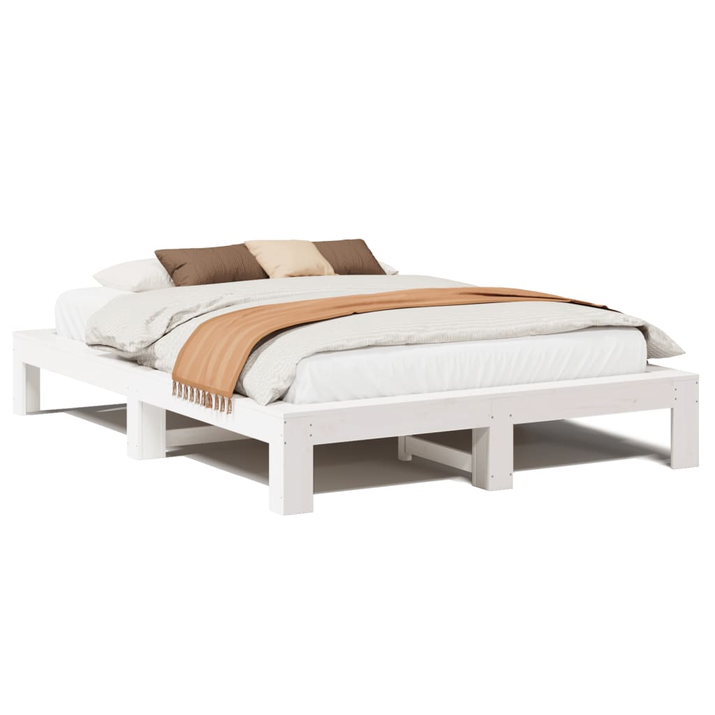 vidaXL Bed Frame without Mattress White 140x200 cm Solid Wood Pine