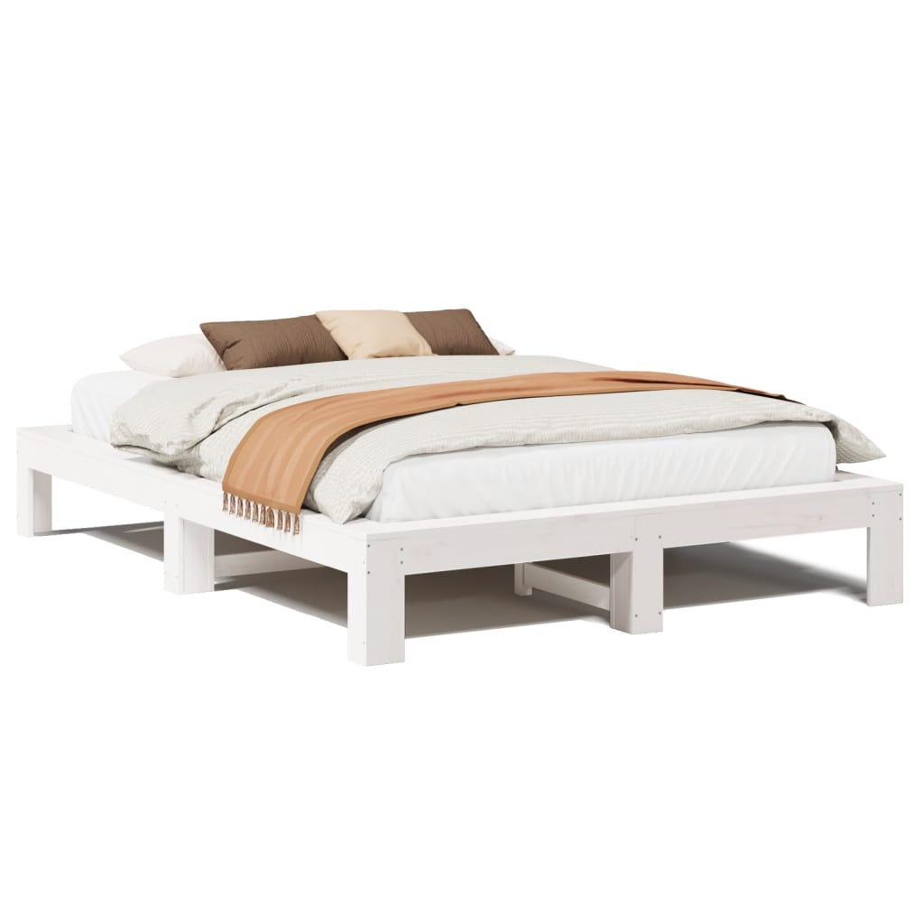 vidaXL Bed Frame without Mattress White 140x190 cm Solid Wood Pine