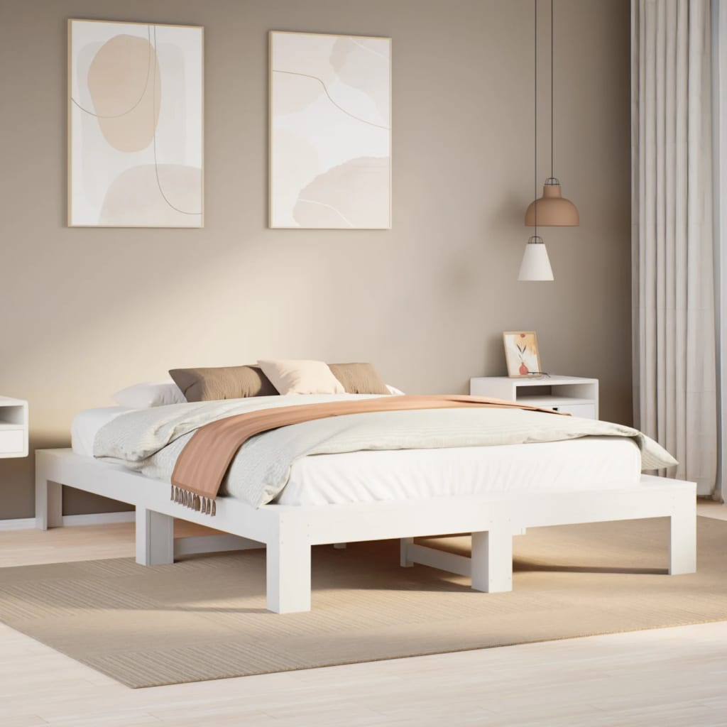 vidaXL Bed Frame without Mattress White 140x190 cm Solid Wood Pine