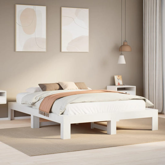 vidaXL Bed Frame without Mattress White 140x190 cm Solid Wood Pine