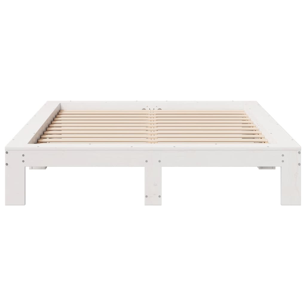 vidaXL Bed Frame without Mattress White 135x190 cm Double Solid Wood Pine