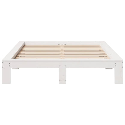 vidaXL Bed Frame without Mattress White 135x190 cm Double Solid Wood Pine