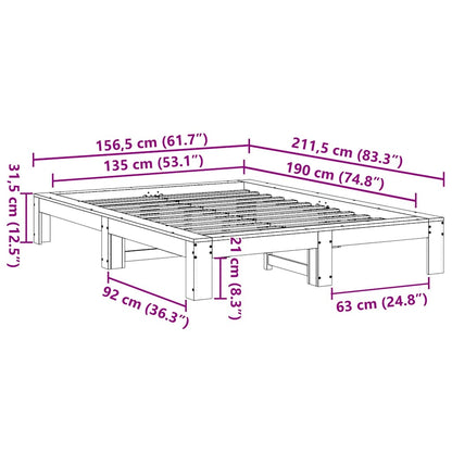 vidaXL Bed Frame without Mattress White 135x190 cm Double Solid Wood Pine