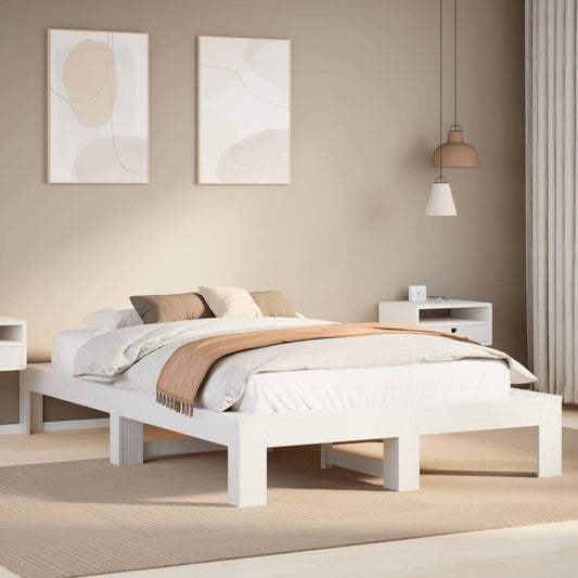 vidaXL Bed Frame without Mattress White 135x190 cm Double Solid Wood Pine