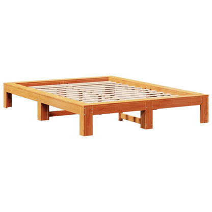 vidaXL Bed Frame without Mattress Wax Brown 135x190 cm Double Solid Wood Pine