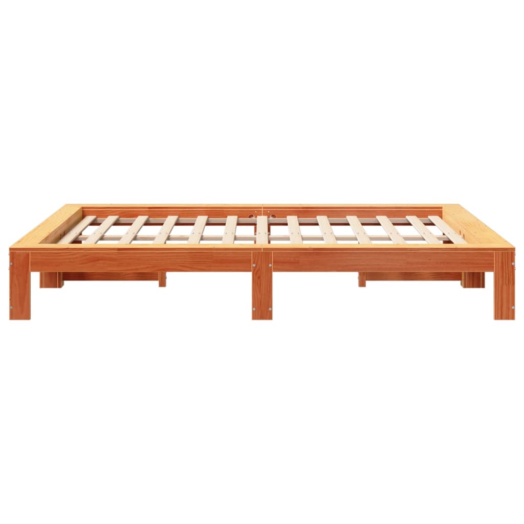 vidaXL Bed Frame without Mattress Wax Brown 135x190 cm Double Solid Wood Pine