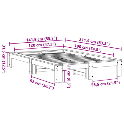 vidaXL Bed Frame without Mattress 120x190 cm Small Double Solid Wood Pine