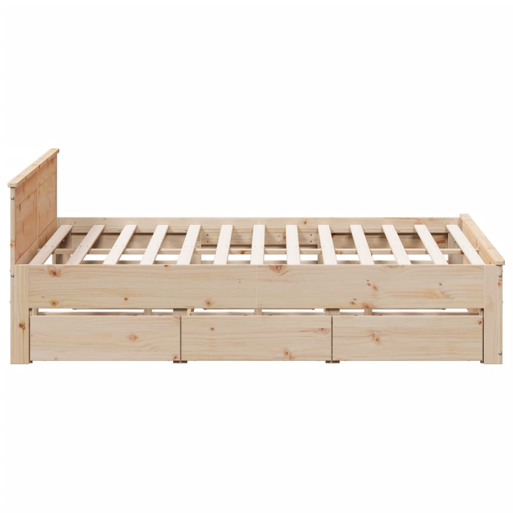 vidaXL Bed Frame without Mattress with Headboard 200x200 cm Solid Wood Pine