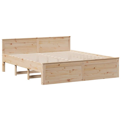 vidaXL Bed Frame without Mattress with Headboard 200x200 cm Solid Wood Pine