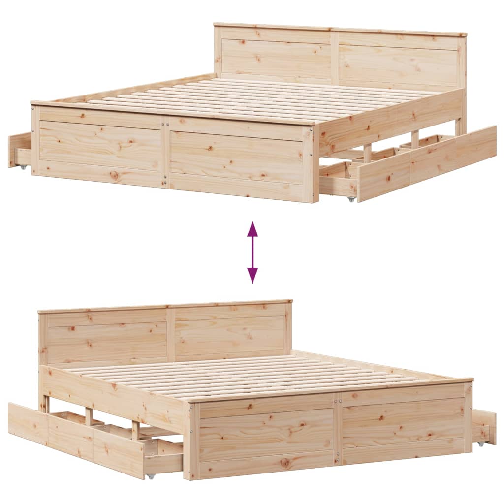 vidaXL Bed Frame without Mattress with Headboard 200x200 cm Solid Wood Pine