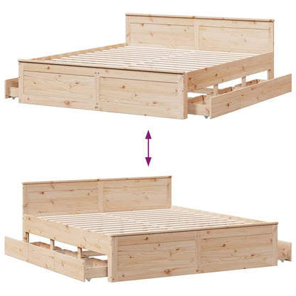 vidaXL Bed Frame without Mattress with Headboard 200x200 cm Solid Wood Pine