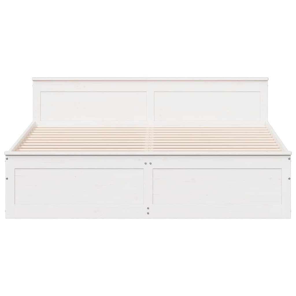 vidaXL Bed Frame without Mattress with Headboard White 200x200 cm Solid Wood Pine
