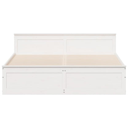 vidaXL Bed Frame without Mattress with Headboard White 200x200 cm Solid Wood Pine