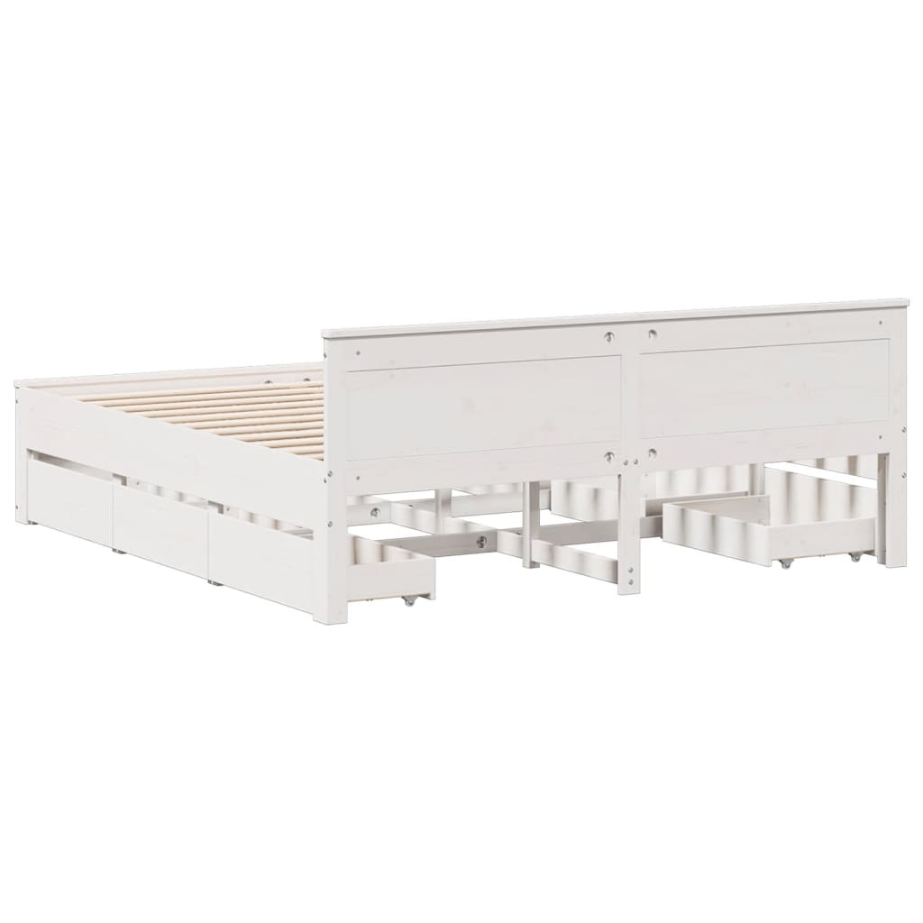 vidaXL Bed Frame without Mattress with Headboard White 200x200 cm Solid Wood Pine