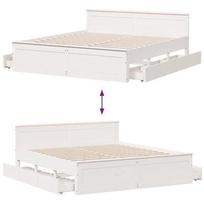 vidaXL Bed Frame without Mattress with Headboard White 200x200 cm Solid Wood Pine