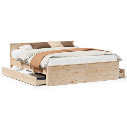 vidaXL Bed Frame | Natural Wood | Solid Pine Wood | Super King | Bed Frame