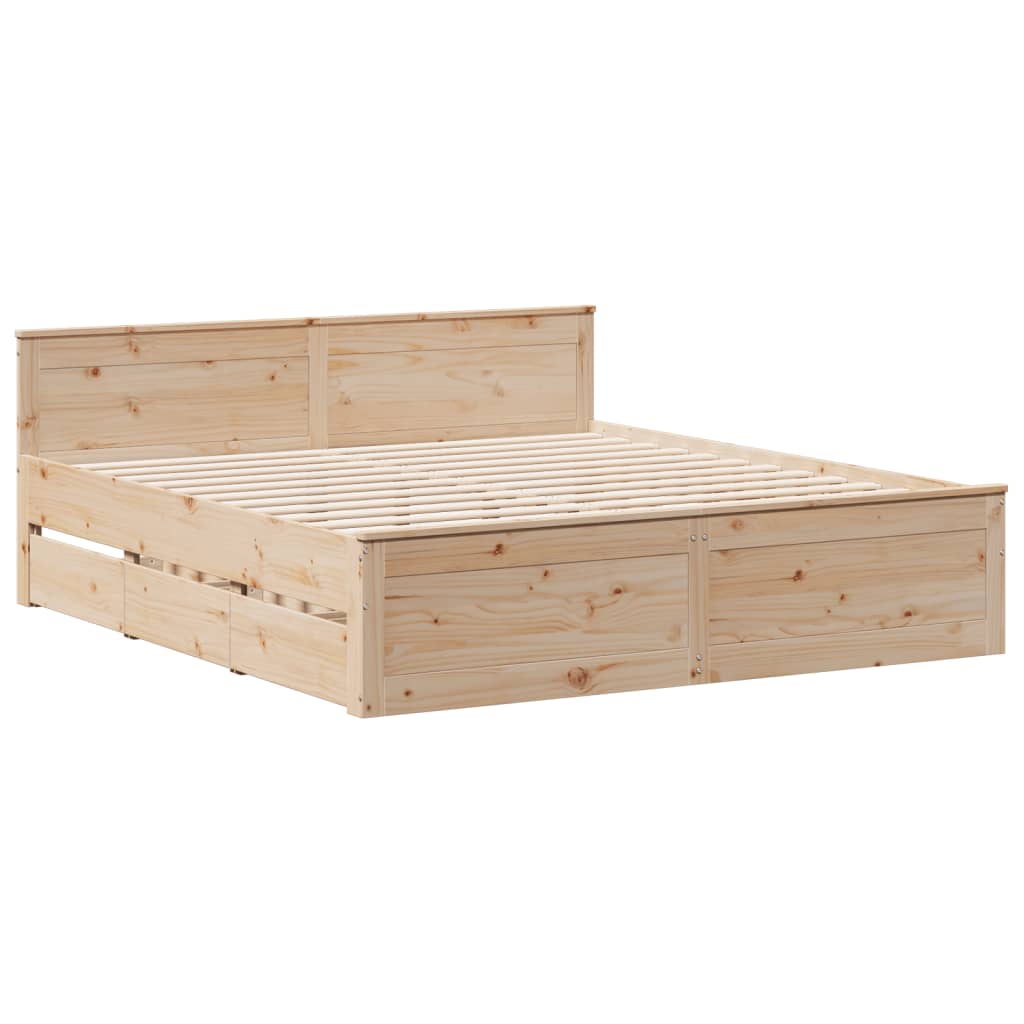 vidaXL Bed Frame | Natural Wood | Solid Pine Wood | Super King | Bed Frame