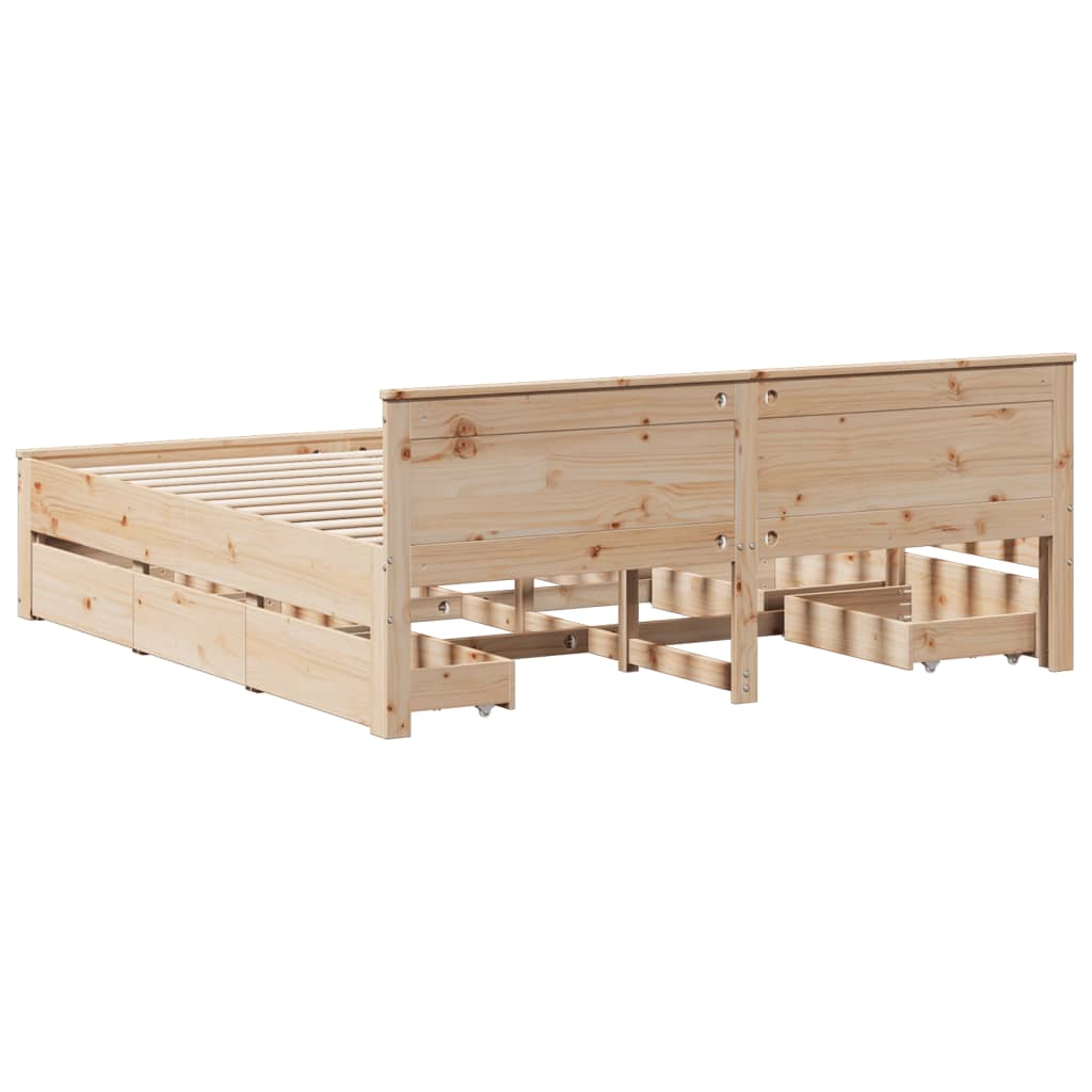 vidaXL Bed Frame | Natural Wood | Solid Pine Wood | Super King | Bed Frame