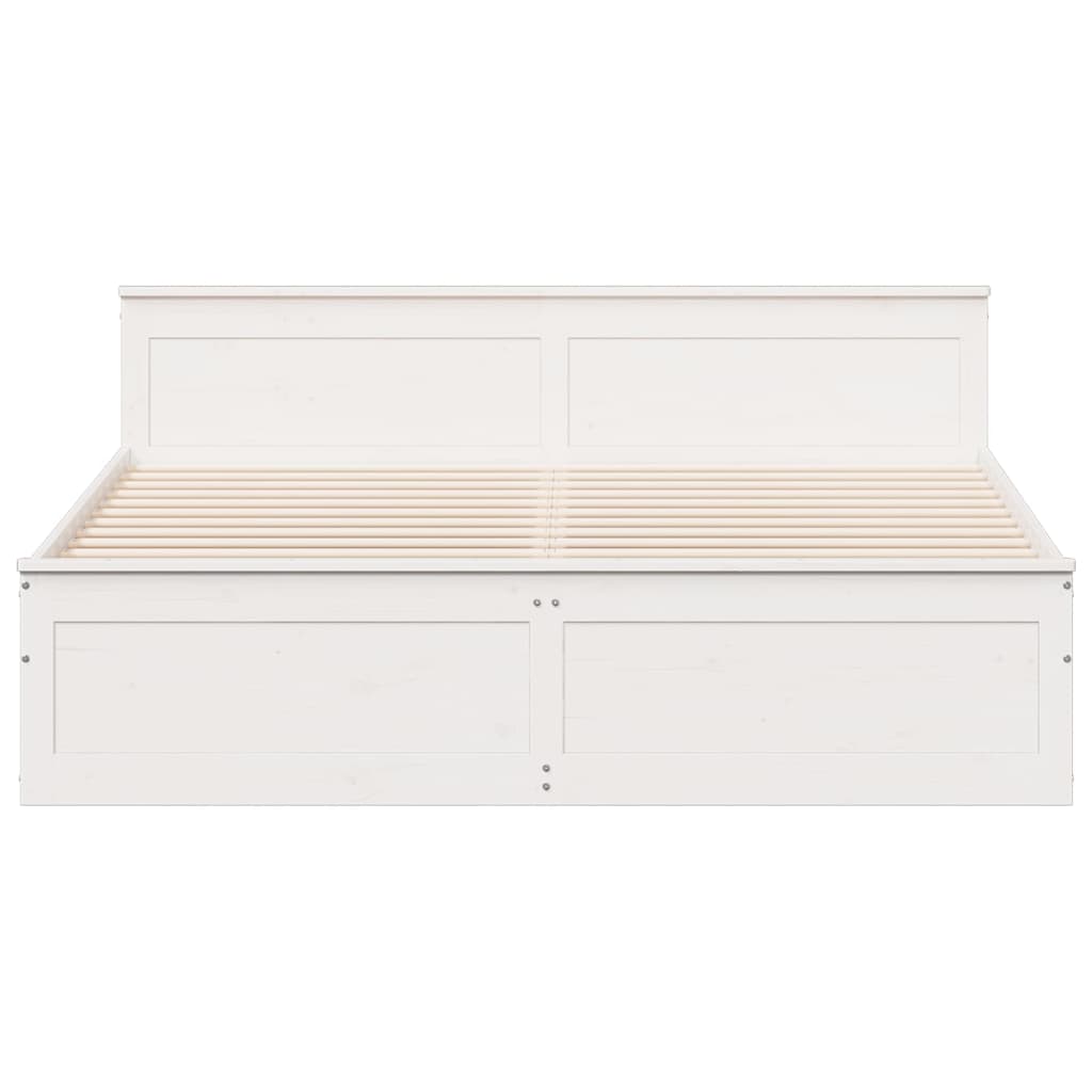 vidaXL Bed Frame without Mattress with Headboard White 180x200 cm Super King Solid Wood Pine