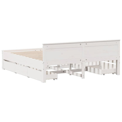 vidaXL Bed Frame without Mattress with Headboard White 180x200 cm Super King Solid Wood Pine